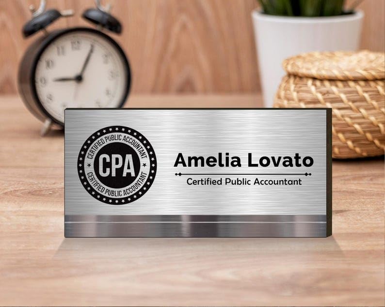 Personalized Cpa Metal Desk Name Sign-Certified Public Accountant Name Plate-New Cpa Gift for Men-New Cpa Gift for Women-Passing Cpa Exam Gift-Recognition-Appreciation-Memorials-Cpa Plaque-(9 x 4 in)
