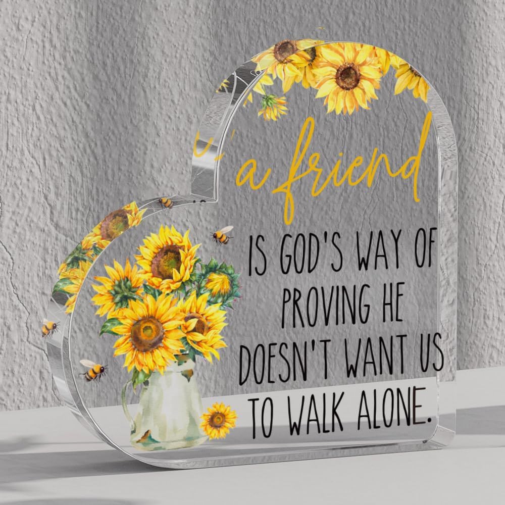 A Friend is God's Way of Proving Acrylic Heart Sign Friendship Gift for Friend, Christian Gifts for Friends Bff Soul Sister Work Bestie, Friendship Sign, Friend Remembrance Gifts, Best Friend Gift