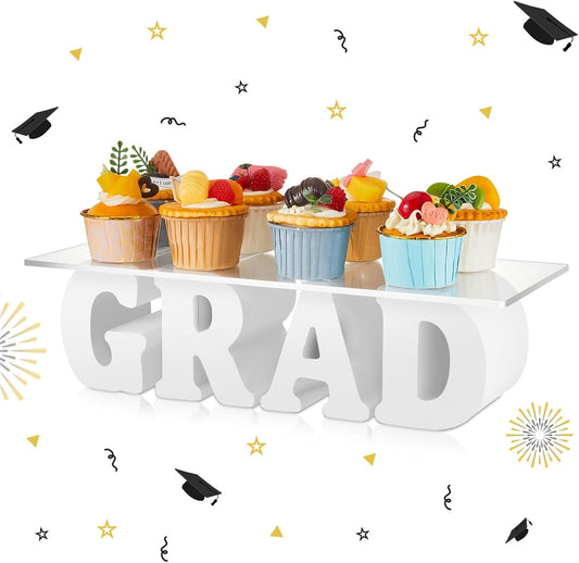 2025 Graduation Cupcake Stand Acrylic Grad Party Decorations 6.3x15.7 Inch Clear Dessert Cupcake Display Holder Tower for Congrats Grad Party Supplies College Celebrations(GRAD)