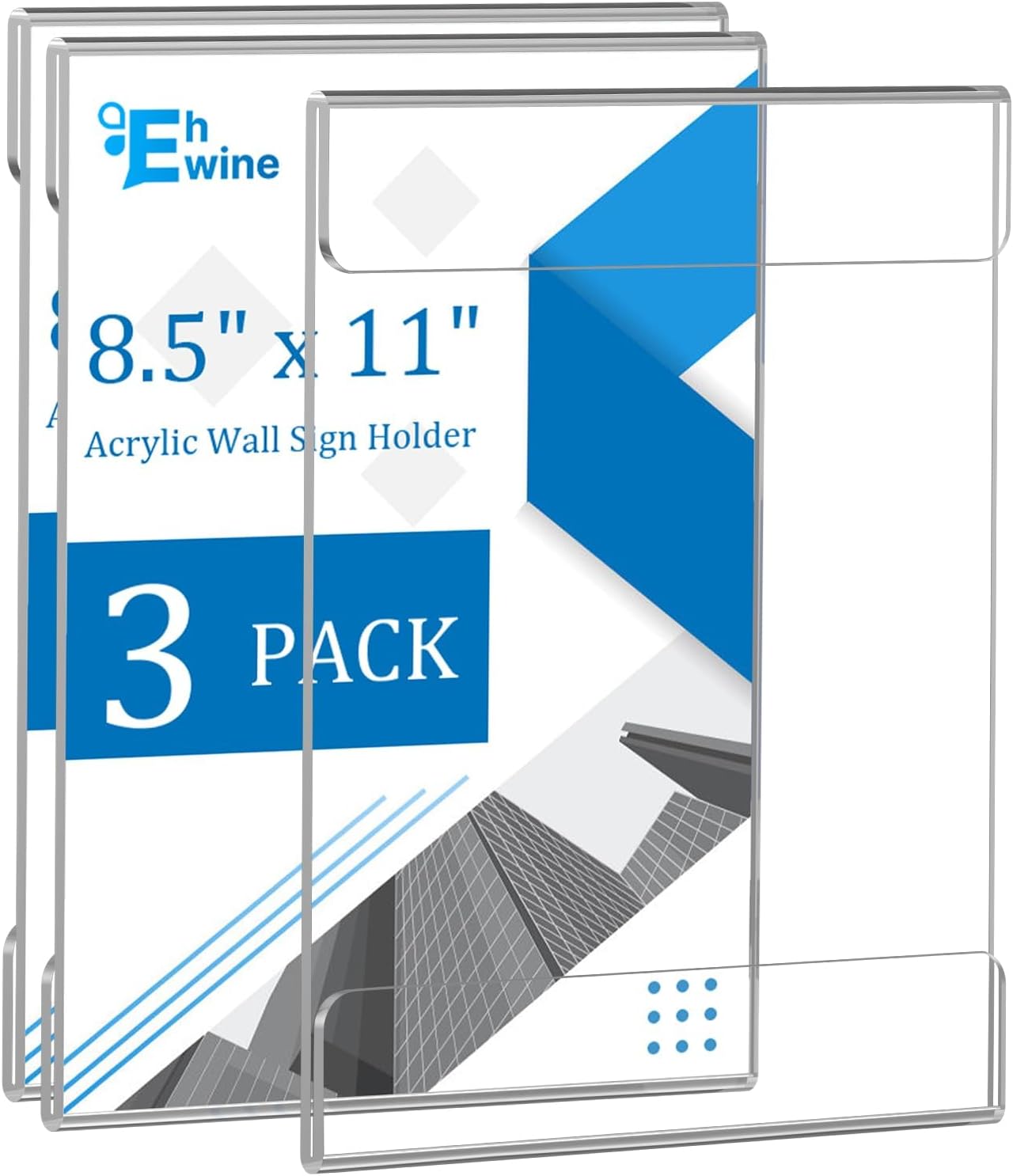 EHWINE 10 Pack 8.5x11 Wall Mount Acrylic Sign Holder, Wall Signs Photo Menu Flyer Display Holders, Plastic Clear Acrylic Frames for Office Home Hotel Business Store (with Adhesive Tape)