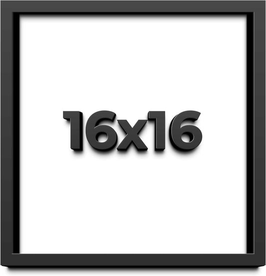 16x16 Shadow Box Gallery Wood Frames - Black DEEP Shadowbox Frame with a Display Depth of 3/4" - Shadowbox Frame Includes Shatter Proof UV Acrylic Front, Acid Free Interior, and Hanging Hardware