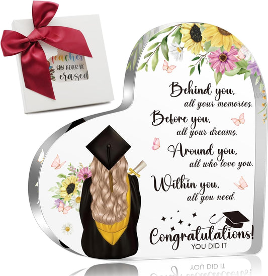 2025 College Graduation Gifts for Her, Behind You Before You Around You Within You - Inspirational Gifts for Daughter Son, Class Of 2025 Graduation Acrylic Desk Sign for University Middle High School