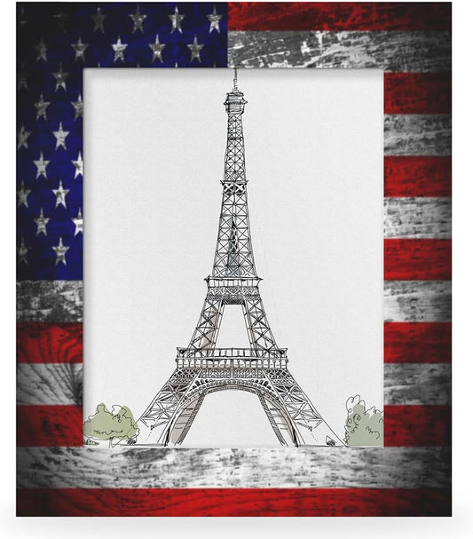 DXTKWL American Flag Picture Frames for 8 x 10 Photo, USA 4Th Of July Wood Wood Photo Frame with Stand Table Top Picture Frame for Wall Hanging Home Decoration Office Hotel Party