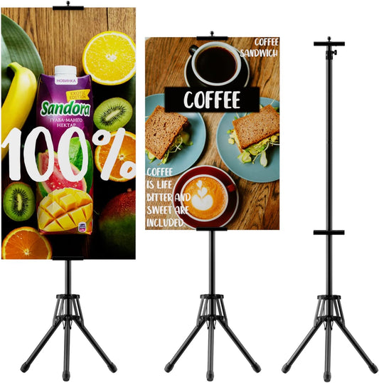 EBLIKI ?? Poster Stands for Display - Floor Poster Board Holder Poster Display Stand Retractable Banner Stand Outdoor Sign Holder, Double-Side Tripod Height up to 80"(1pack)