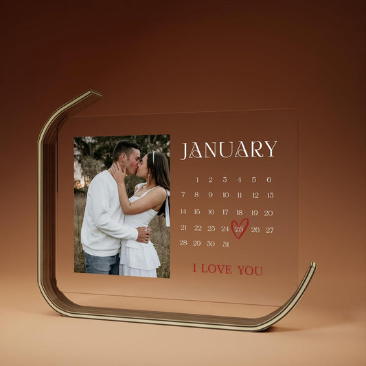 EGD Personalized Acrylic Plaque for Romantic Gift for Couples | Custom Photo Gifts for Women Men | Unique Personalized Gifts for Boyfriend Girlfriend | Multi-Size and LED Lights Options (C. Calendar)