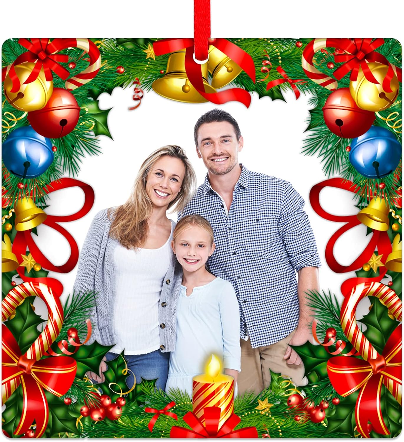 2024 Picture Frame Christmas Ornaments 3"x3" Personalized Christmas Photo Frame Ornament for Christmas Tree Decorations Christmas Keepsake Gifts for Family Friends Women